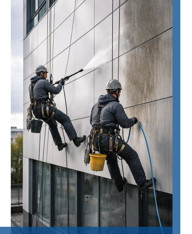 Мойка фасада из композита в Малгобеке по цене от 310 р. | ВЫСОТНИК-Млг