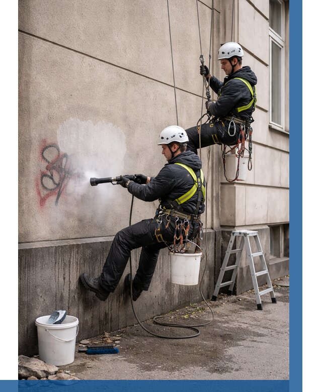 Удаление граффити с фасада в Малгобеке от 4643 р. | ВЫСОТНИК-Млг