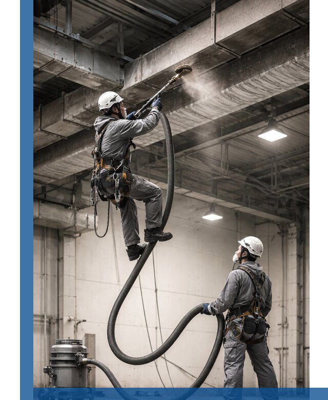 Обеспыливание потолочных конструкций в Малгобеке промышленным альпинизмом