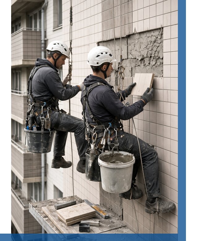 Ремонт облицовки фасада плиткой в Малгобеке от 1857 р. | ВЫСОТНИК-Млг