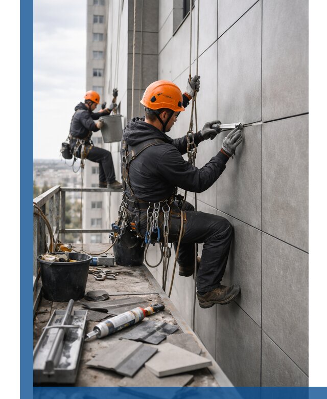 Профессиональный ремонт фасада из керамогранита в Малгобеке