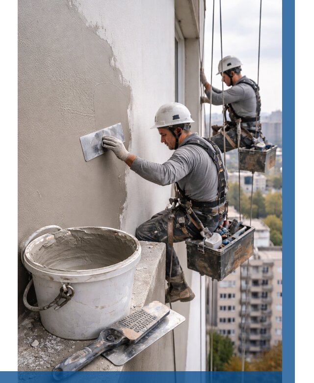 Шпаклевка фасада на высоте в Малгобеке от 722 р. | ВЫСОТНИК-Млг