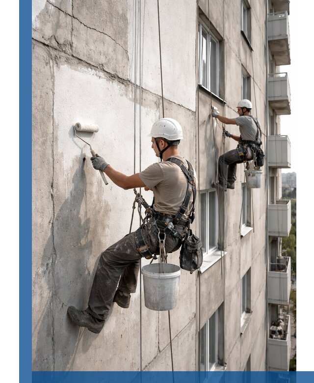 Покраска бетонного фасада в Малгобеке для жилых и промышленных объектов