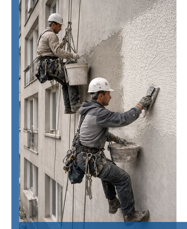 Нанесение декоративной штукатурки короед на фасад в Малгобеке