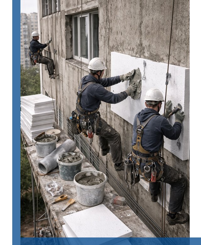 Утепление фасада пенополистиролом в Малгобеке под ключ