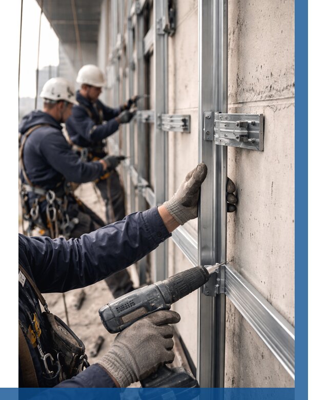 Монтаж подсистемы вентфасада в Малгобеке от 877 р. | ВЫСОТНИК-Млг