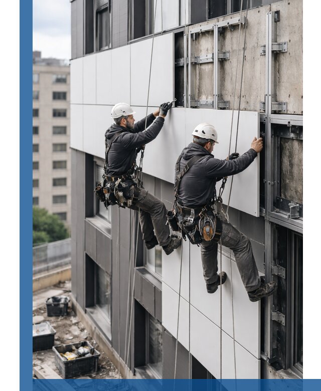 Монтаж композитных панелей фасада в Малгобеке под ключ