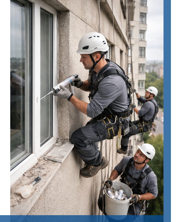 Герметизация оконных швов снаружи в Малгобеке от 1548 р. | ВЫСОТНИК-Млг