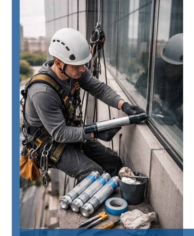 Герметизация стыков витража в Малгобеке для герметичных фасадов