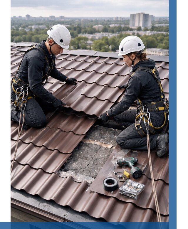 Ремонт металлочерепицы на крыше в Малгобеке от 929 р. | ВЫСОТНИК-Млг