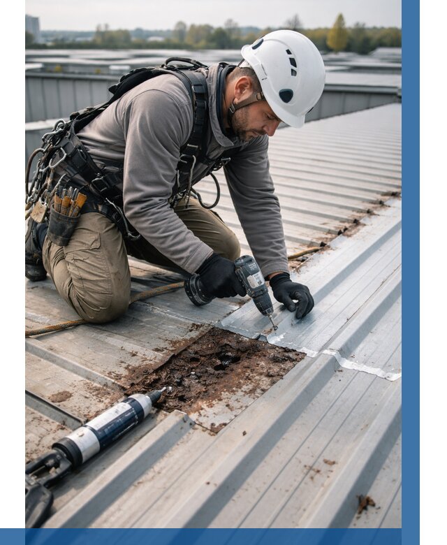 Ремонт профнастила на кровле в Малгобеке от 722 р. | ВЫСОТНИК-Млг