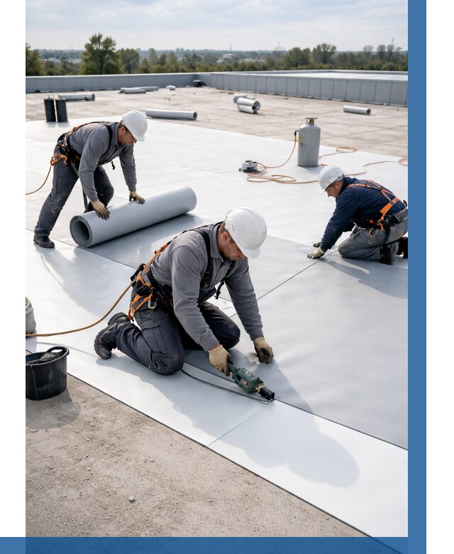 Монтаж мембранной кровли под ключ в Малгобеке от 1238 р. | ВЫСОТНИК-Млг