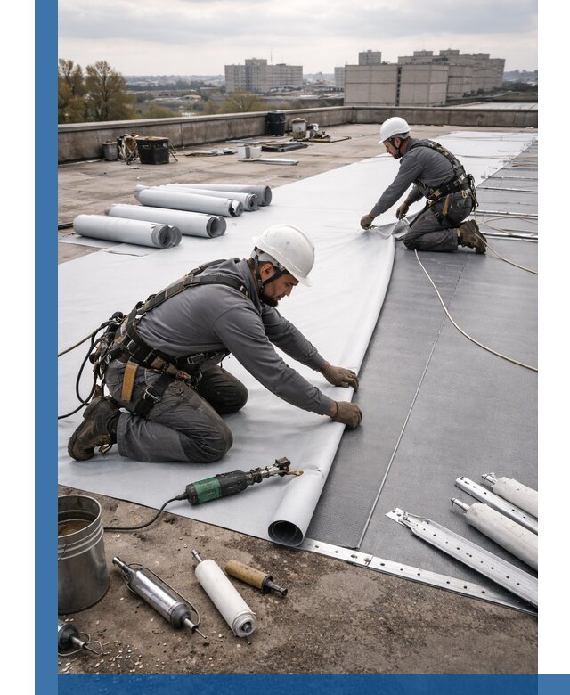 Монтаж мембранной кровли в Малгобеке для промышленных зданий