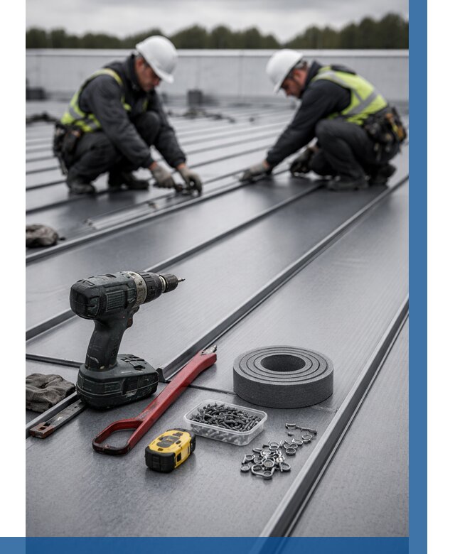 Монтаж фальцевой кровли в Малгобеке от 1857 р. | ВЫСОТНИК-Млг