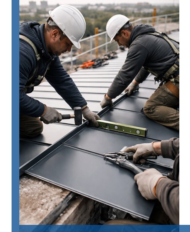 Монтаж фальцевой кровли в Малгобеке для промышленных зданий