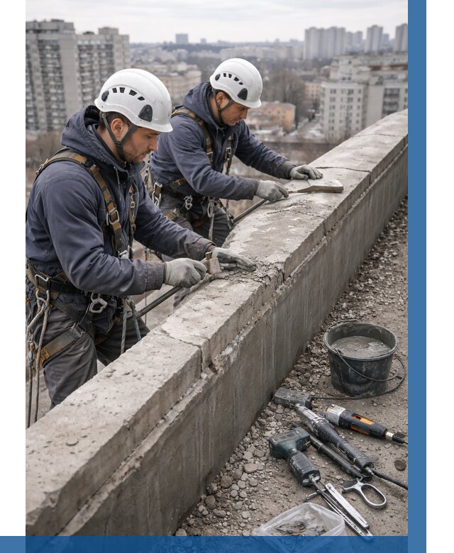 Ремонт парапета на кровле в Малгобеке от 1548 р. | ВЫСОТНИК-Млг