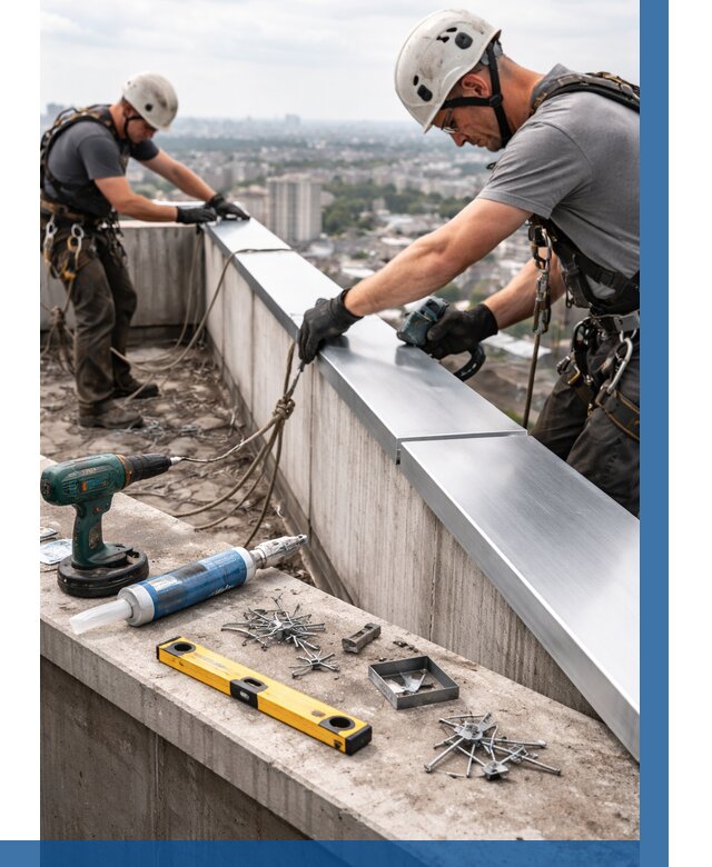 Монтаж парапетных крышек в Малгобеке от 825 р. | ВЫСОТНИК-Млг