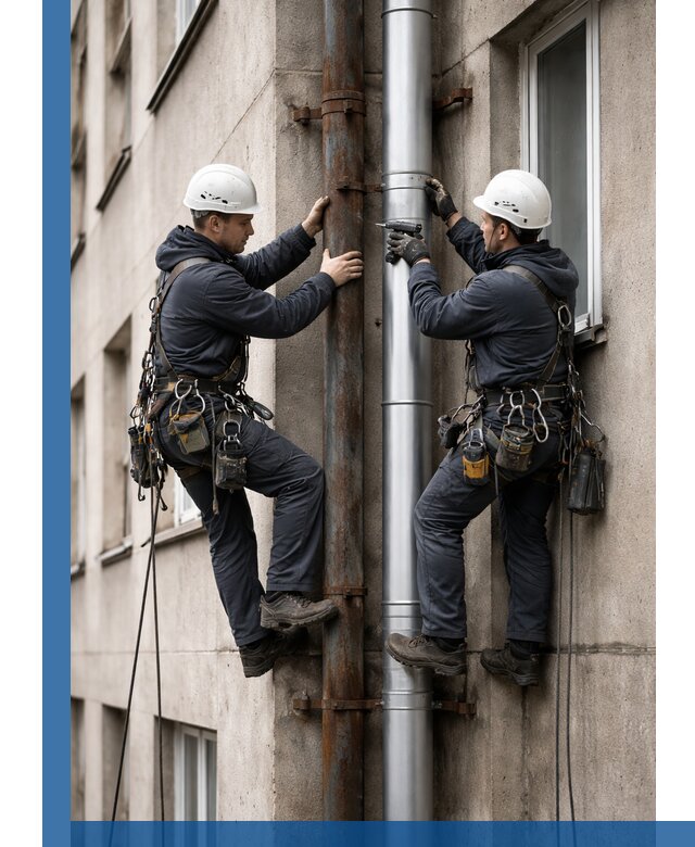 Замена водосточных труб в Малгобеке: монтаж и демонтаж под ключ
