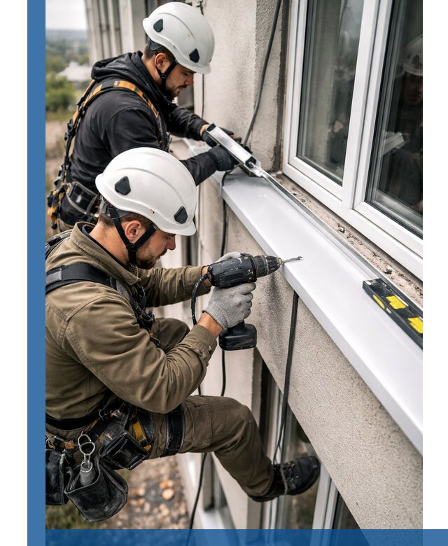 Профессиональный монтаж оконных отливов и отведения воды в Малгобеке