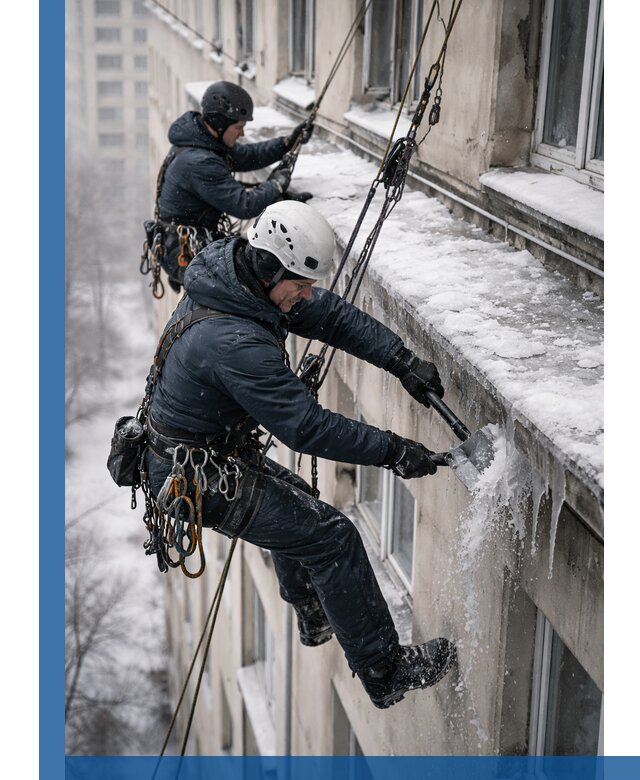 Удаление наледи и сосулек с карнизов в Малгобеке профессионально