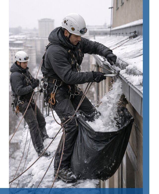 Аварийная очистка крыши в Малгобеке под ключ от 310 р. | ВЫСОТНИК-Млг