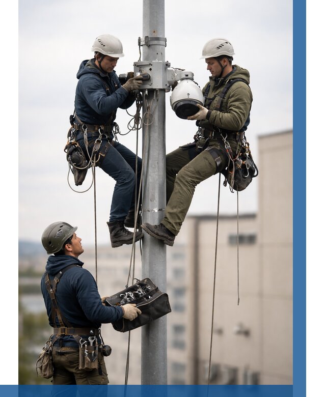 Установка видеокамер на мачте в Малгобеке от 8770 р. | ВЫСОТНИК-Млг