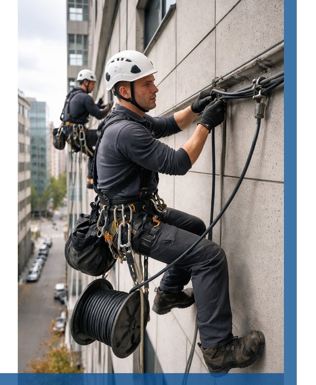 Прокладка кабеля по фасаду в Малгобеке от 361 р. | ВЫСОТНИК-Млг