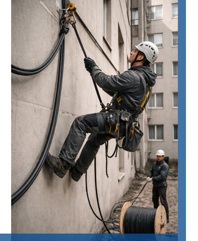 Протяжка кабеля питания на высоте в Малгобеке от 464 р. | ВЫСОТНИК-Млг