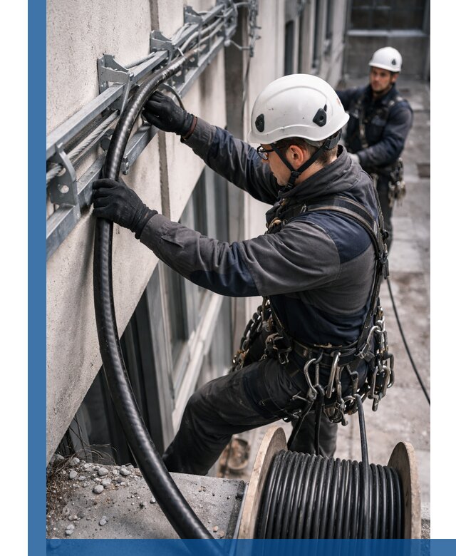 Протяжка кабеля питания на высоте в Малгобеке с гарантией безопасности и качества