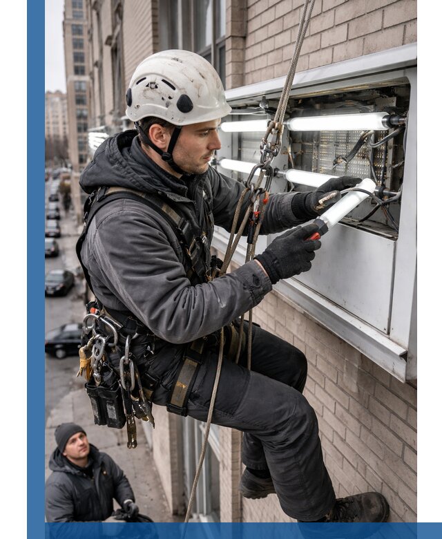 Профессиональная замена ламп в наружной вывеске в Малгобеке