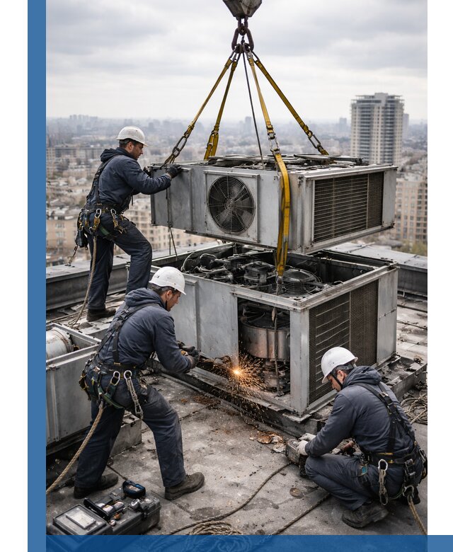 Демонтаж крышной установки в Малгобеке любой сложности