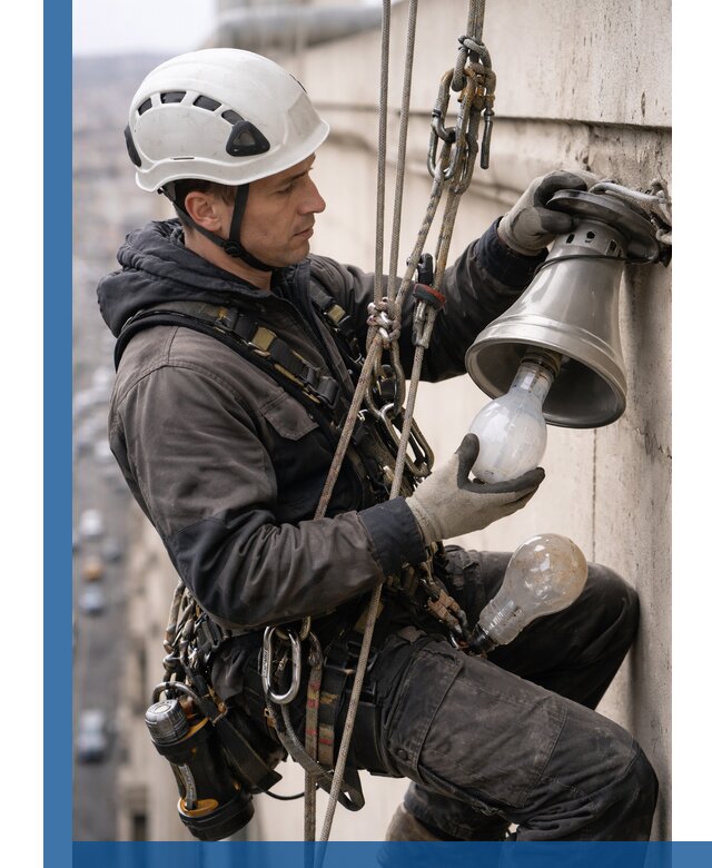 Замена ламп на высоте в Малгобеке профессионально и быстро