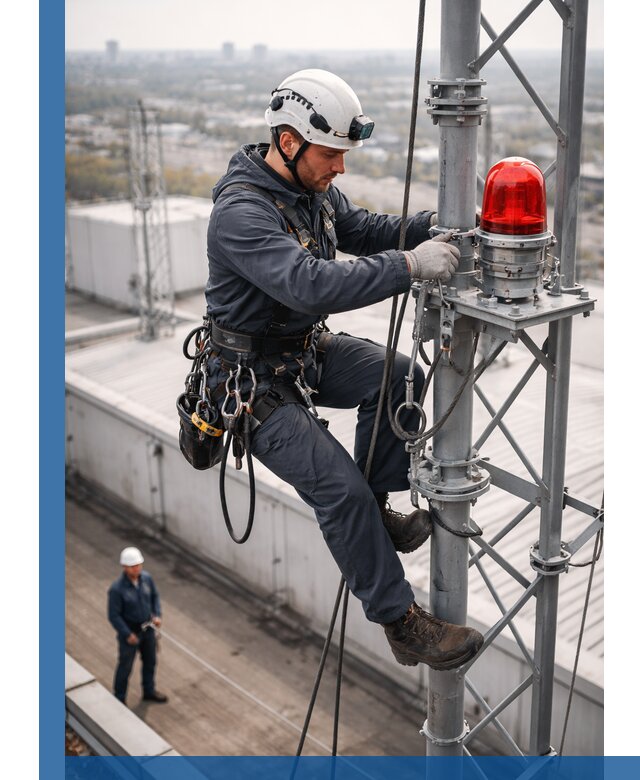 Монтаж заградительных огней и обслуживание объектов в Малгобеке