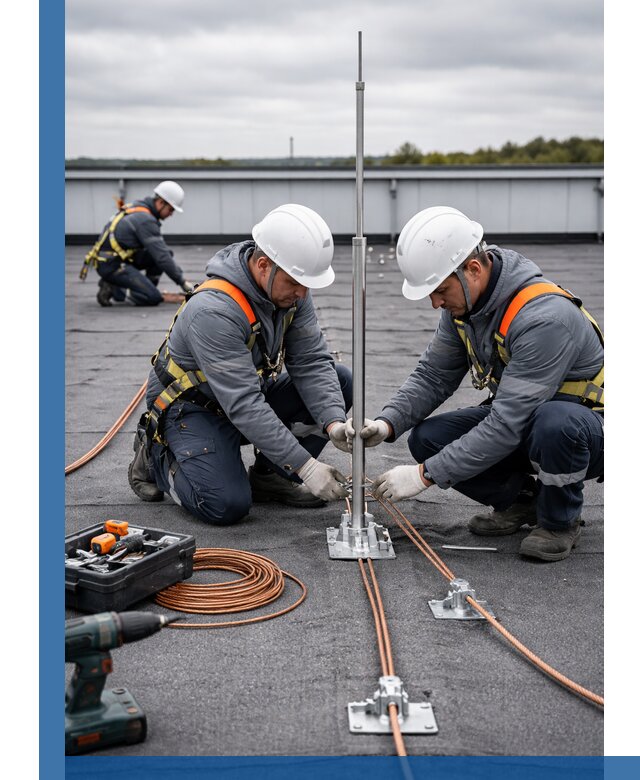 Монтаж молниезащиты на кровле в Малгобеке под ключ с гарантией