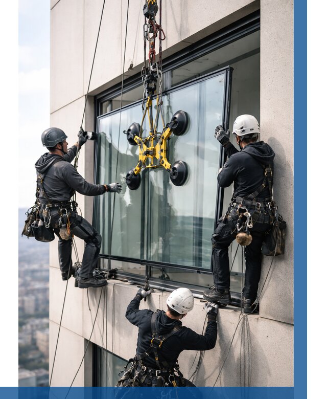 Монтаж стеклопакетов на высоте в Малгобеке от 3302 р. | ВЫСОТНИК-Млг