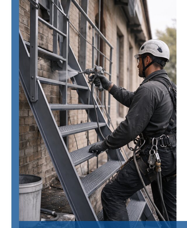 Покраска и антикоррозионная защита пожарных лестниц в Малгобеке