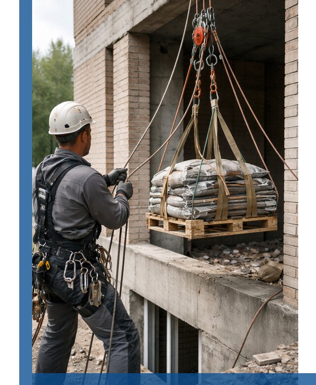 Подъем материалов на этаж веревками в Малгобеке оперативно