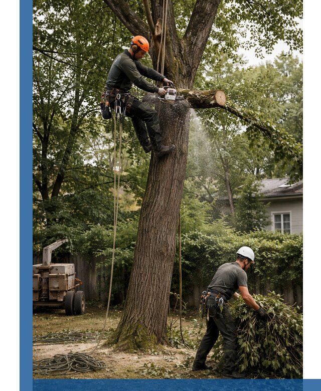 Кронирование деревьев в Малгобеке, безопасная высотная обрезка