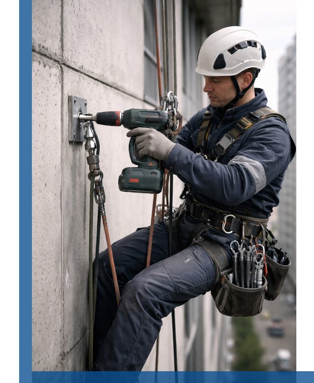 Установка анкерных точек для высотных работ в Малгобеке