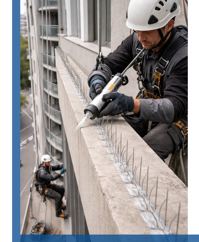 Установка шипов от птиц на фасадах и кровлях в Малгобеке